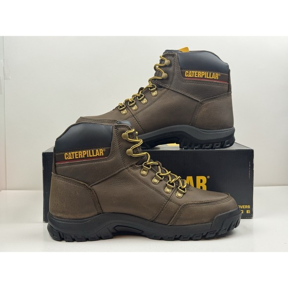 Caterpillar Outline Soft Toe Work Boot Men\'s Size 10 Seal Brown/Black P74087 main image 4